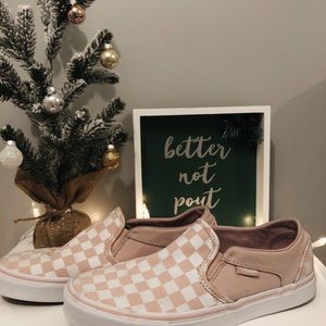 Light Pink Checkered Slip-on Vans